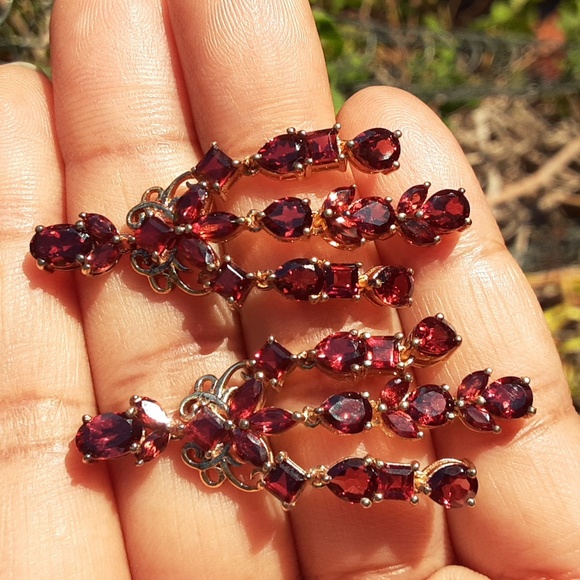 925 Genuine Mozambique Garnet Chandler Earrings. FIRM. - Picture 16 of 16